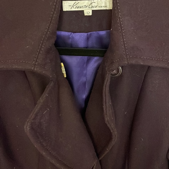 Kenneth Cole Double Breasted Coat, Deep Purple, Size 12 - Picture 8 of 9